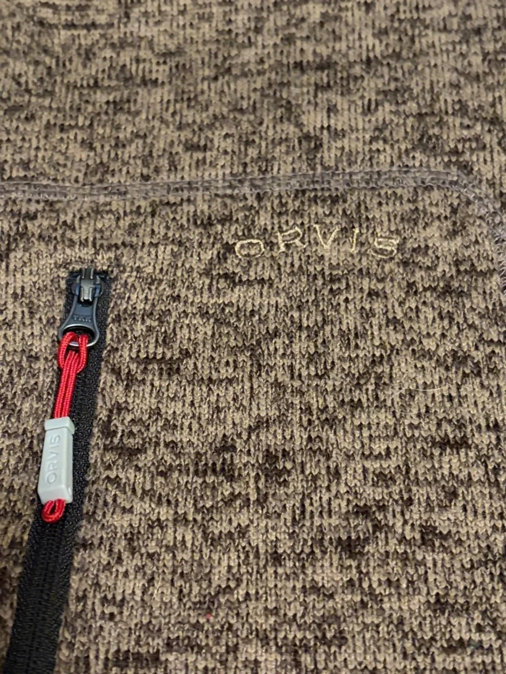 Orvis Brown Denali Sweater Fleece Vest Full Zip XL